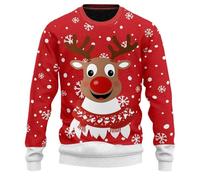 Generico Maglione di Natale Uomo, Maglioncino Girocollo Maglione Maglia Stampato in 3D Divertente Maniche Lunghe Natalizio Brutto Casual alla Moda Maglione Natale Trash per Famiglia Natalizio