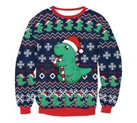 Generico Maglione di Natale Uomo, Maglioni Uomo Invernali Maglione Maglia Girocollo Ugly Christmas Sweater Divertente Manica Lunga Invernale Caldo Maglione Natale Trash per Il Tempo Libero