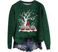 Generico Maglione Donna Natalizio, Maglioncino Girocollo Maglione Maglia Elegant Taglia Forti alla Moda Felpa Stampato Senza Cappuccio Pullover Maglioni Natalizi Divertenti per Inverno