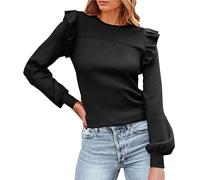 Genérico Maglione Donna Taglia Large, Jersey Cotone Donna, Colore Tinta Unita Girocollo Manica Lunga Sciolti Maglione Top Comodi Per La Pelle Temperamento Ufficio Viaggiatore Maglione