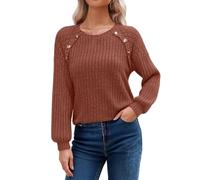 Genérico Maglione Donna Taglia Large, Maglione Maglia Donna, Tinta Unita Girocollo Manica Lunga Sciolto Sweater Top Classico Selvaggio Stile Coreano Pigro Tartan Caldo Felpa Camicette