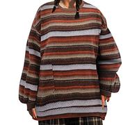 Generico Maglione Incrociato Donna, Maglioni Donna Invernali Eleganti Cachemire Girocollo Color Block Maglione di Punto Oversize Casual Pullover Top Maglione Lavorato a Maglia per L'autunno Inverno