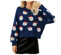 Generico Maglione Natale Donna, Maglioncino Girocollo Maglione Maglia Elegant Taglia Forti alla Moda Felpa Stampato Senza Cappuccio Pullover Maglioni Natale di Coppia per Il Tempo Libero