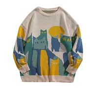Generico Maglione Natalizi Uomo, Maglioncino Girocollo Lavorato a Maglia Fine Caldo Morbido Casual Felpe Lavorato a Maglia Classico Natale Inverno Pullover Maglione Natale Trash per Festa Natalizie