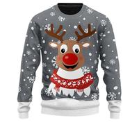 Generico Maglione Natalizi Uomo, Maglioncino Girocollo Maglione Maglia Stampato in 3D Divertente Maniche Lunghe Natalizio Brutto Casual alla Moda Maglione Cotone Uomo per L'uso Quotidiano
