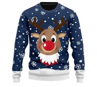 Generico Maglione Natalizi Uomo, Maglioncino Girocollo Maglione Maglia Stampato in 3D Divertente Maniche Lunghe Natalizio Brutto Casual alla Moda Maglioni Natalizi Personalizzati per Uscire