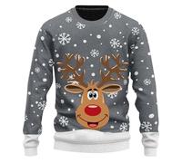 Generico Maglione Natalizi Uomo, Maglione Uomo Girocollo Maglione Maglia Caldo a Maniche Lunga Maglione Natalizio Famiglia Girocollo Pullover Lavorato a Maglia Maglione Natale Trash per Uscire