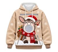 Generico Maglione Natalizio con Cappuccio e Tasche da e da Donna, Ideale per Il Tempo Libero, Le Feste, la casa e Le attività all'aperto. Top Ampio con Cappuccio. (Khaki, L)
