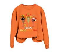 Generico Maglione Natalizio Donna,Felpa Donna Casual Elegante con Stampa Calice per Un Confortevole e Moderno in Stile Hallothanksmas
