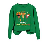 Generico Maglione Natalizio Donna,Felpa Donna Casual Elegante con Stampa Calice per Un Confortevole e Moderno in Stile Hallothanksmas