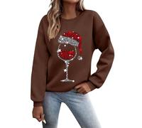 Generico Maglione Natalizio Donna, Felpa Donna Senza Cappuccio Senza Cappuccio Girocollo Invernale Sweatshirt Coordinate Natalizi Felpe Manica Lunga con Stampa Renna Pullover Tops