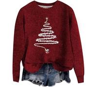 Generico Maglione Natalizio Donna Felpa Natale Donna Maglione Natalizio per Stare a casa Autunno Invernale Moda Outdoor Collo Tondo Stampa Natalizia Tessuto Grossolano Pullover Felpa