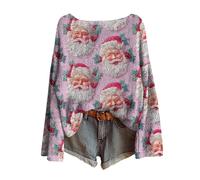 Generico Maglione Natalizio Donna Maglione Natale Donna Magliette Stitch Pullover Maglioncino Curvy Maglie Caldo Oversize Brutto T Shirt Divertente Brutti Camicia Jumper Black Friday 2025 12#Rosa XXL