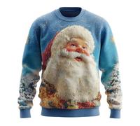 Generico Maglione Natalizio Lavorato a Maglia da Uomo 3D Stampato Unisex Xmas Pullover Festive Top Lavorato A Maglia Maglione per Le Vacanze Brutte Felpa Natalizia da Uomo