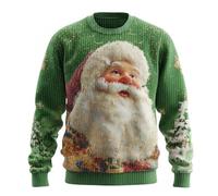 Generico Maglione Natalizio Lavorato a Maglia da Uomo 3D Stampato Unisex Xmas Pullover Festive Top Lavorato A Maglia Maglione per Le Vacanze Brutte Felpa Natalizia da Uomo