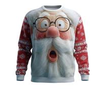 Generico Maglione Natalizio Lavorato a Maglia da Uomo 3D Stampato Unisex Xmas Pullover Festive Top Lavorato A Maglia Maglione per Le Vacanze Brutte Felpa Natalizia da Uomo