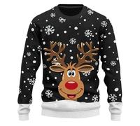 Generico Maglione Natalizio Uomo, Maglioncino Girocollo Maglione Maglia Manica Lunga Girocollo Pullover Renna E Albero di Natale Stampa Caldo Maglieria Maglione Lana Uomo per Xmas Party