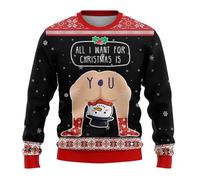 Generico Maglione Natalizio Uomo, Ugly Christmas Sweater Ugly Babbo Natale Maglione di Natale Divertente Brutti Christmas Jumper Ugly Renne Brutto di Natale per Uomo 2026 Natalizia
