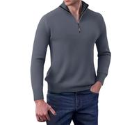 Generico Maglione Uomo Cerniera, Maglione Polo Uomo Invernale Pullover Colletto Rialzato Maglioni con Zip Corta Manica Lunga Sweater Morbido Caldo Felpa per La Mezza Stagione
