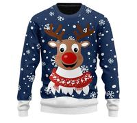 Generico Maglione Uomo Natale, Maglia Girocollo Knit Crew Lavorato a Maglia Fine Stampato in 3D Divertente Maniche Lunghe Natalizio Brutto Casual alla Moda Maglione Cotone Uomo per Famiglia Natalizio