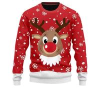 Generico Maglione Uomo Natale, Maglioncino Girocollo Maglione Maglia Stampato in 3D Divertente Maniche Lunghe Natalizio Brutto Casual alla Moda Maglione Natalizio Famiglia per Xmas Party