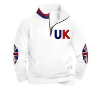 Genérico Maglione Uomo Senza Maniche Collo Alto Mezza Cerniera Foderato Morbido Caldo Stile Casual per il Tempo Libero nelle Stagioni Più Fresche Felpa Oversize Casual, bianco, L