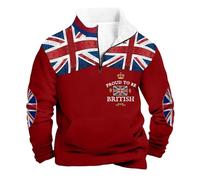 Genérico Maglione Uomo Senza Maniche Collo Alto Mezza Cerniera Foderato Morbido Caldo Stile Casual per il Tempo Libero nelle Stagioni Più Fresche Felpa Oversize Casual, rosso, S