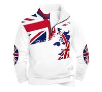 Genérico Maglione Uomo Senza Maniche Collo Alto Mezza Cerniera Foderato Morbido Caldo Stile Casual per il Tempo Libero nelle Stagioni Più Fresche Felpa Oversize Casual, G Bianco, XXXL