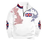 Genérico Maglione Uomo Senza Maniche Collo Alto Mezza Cerniera Foderato Morbido Caldo Stile Casual per il Tempo Libero nelle Stagioni Più Fresche Felpa Oversize Casual, D Bianco, XXL