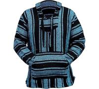 Generico Maglione Uomo Stile Messicano Hippie Surf Poncho Sweater Sweatshirt Pullover(Blue, XL)