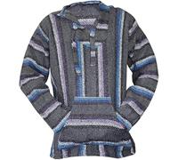 Generico Maglione Uomo Stile Messicano Hippie Surf Poncho Sweater Sweatshirt Pullover(Silver, M)