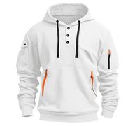 Generico Maglioni e Felpe da Lavoro da Uomo con Cappuccio, Cerniera Corta e Tasche, a Maniche Lunghe, vestibilità Comoda, Casual, Sportiva, Calda, per Autunno e Inverno Felpa Nera Dentro Il Cerchio