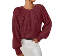 Genérico Maglioni invernali da donna, maglione lungo da donna, collo basso pullover camicette calde sciolte lavoro a maglia autunno inverno grosso sciolto tinta unita basico selvaggio casual top
