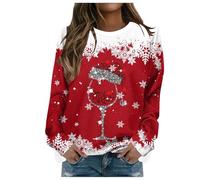 Generico Maglioni Natalizi Donna, Felpa Donna Stampa Elegant Stampato Senza Cappuccio Pullover Tops da Natale Manica Lunga Grinch Natale Stampato Sportivo Maglione Natalizio per Il Tempo Libero