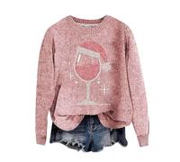 Generico Maglioni Natalizi Donna, Maglioncino Girocollo Maglione Maglia alla Moda Sottile Senza Cappuccio a Maniche Lunghe Girocollo Natale Stampato Maglione Cotone Uomo per L'uso Quotidiano
