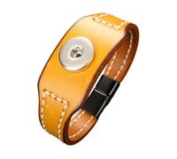 Generico Magnete Ginger Snaps Punk Weave 328 Bracciale in vera pelle genuina con chiusura a scatto da 18 mm(Yellow)