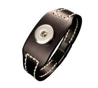 Generico Magnete Ginger Snaps Punk Weave 328 Bracciale in vera pelle genuina con chiusura a scatto da 18 mm(Black)