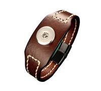 Generico Magnete Ginger Snaps Punk Weave 328 Bracciale in vera pelle genuina con chiusura a scatto da 18 mm(Brown)