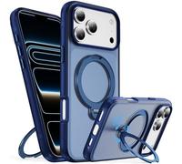 Generico Magnetic Case For IPhone 17/17Air/17Pro/17Pro Max, Rotating Ring Matte Transparent Cover, Raised Edge Protection Ultra Slim Shell(Blue,17 Air)