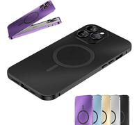 Generico Magnetic Charging Aluminum Metal Bumper Matte Shell for Iphone, Anti-Collision Matte Snap-On Phone Case, for Iphone 16/15/14/13/12 Pro Max (14 Pro,Black)