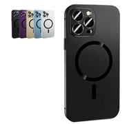Generico Magnetic Charging Aluminum Metal Bumper Matte Shell for iPhone, Magnetic Charging Aluminium Metal Bumper Matte Case for iPhone 16/15/14/13/12 Pro Max (Black,For iPhone 16Promax)