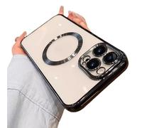 Generico Magnetic Clear Case for iPhone 17 Pro Max,16/15/14Series with Camera Lens Protector, Compatible with MagSafe, Full-Body Shockproof Anti-Scratch. (Black,For iPhone16 Pro)