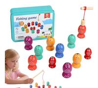 Generico Magnetic Fishing Game, Wooden Fine Motor Activity for Toddler, Sensory Skill Development Toy for Preschool, Indoor Classroom, Baby Learning, Ages 2 to 6 Years Old, 4.96x3.74 Inches