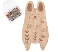 Generico Magnetic Needle Holder, Sewing Pin Cushion, 1.5x0.12x0.02 Inches, Includes 100 Pins, Metal Clip Organizer, Wooden Animal Storage Pad for Quilting, Dressmaking, Craft Projects