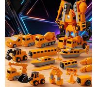 Generico Magnetic Robo Car Set - 35PCS Robocar with Storage Box, Transform Engineering Car Assembled Toys, Creative Play for Kids Ages 3-5 4-8 (Engineering Series 35 Pieces)