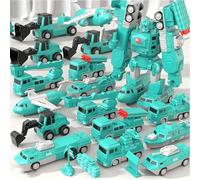 Generico Magnetic Robo Car Set - 35PCS Robocar with Storage Box, Transform Engineering Car Assembled Toys, Creative Play for Kids Ages 3-5 4-8 (Military Series 35 Pieces)