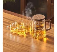 Generico Magnetic Tea Pot with Infusers,Water Separation Glass Teapot with Wooden Handle and Filter,Leakproof Lid High Temperature Resist Teapot,One-Click Tea Drinking Easy Separation,for Home,Office