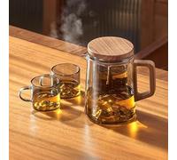 Generico Magnetic Tea Pot with Infusers,Water Separation Glass Teapot with Wooden Handle and Filter,Leakproof Lid High Temperature Resist Teapot,One-Click Tea Drinking Easy Separation,for Home,Office