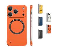 Generico Magnetic Ultra Thin Frameless Matte Slim Case for iPhone 17 Pro Max,17/16/15/14/13,Minimalist Lightweight Soft Touch Skin (Orange,For iPhone17 Pro Max)