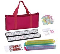 Generico Mahjong Tile Set, 166 Tiles Travel Mahjong with Carrying Bag, Beautiful Portable, Mah Jongg Game Rulers, Dice, Playing and Learning Tool for Women, Adults, Beginners